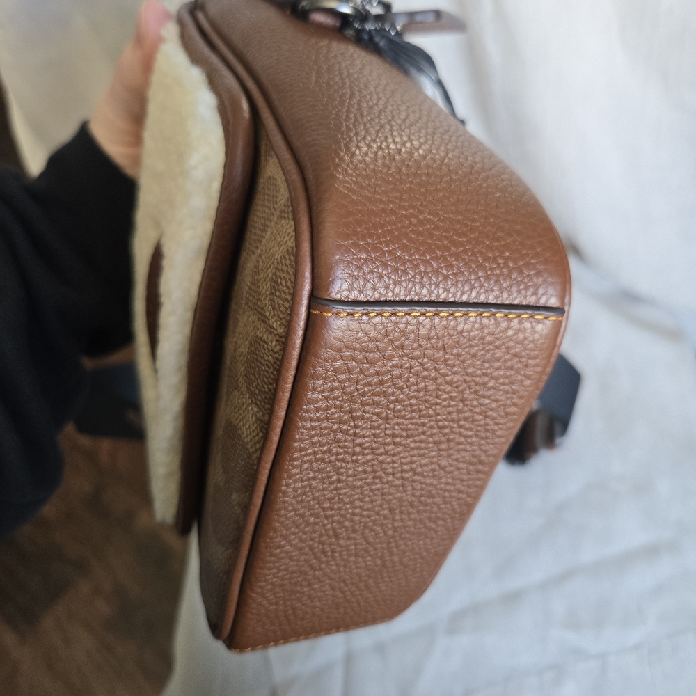 Coach Lucas Crossbody Shearling Bag In Signature Canvas - Picture 7 of 14